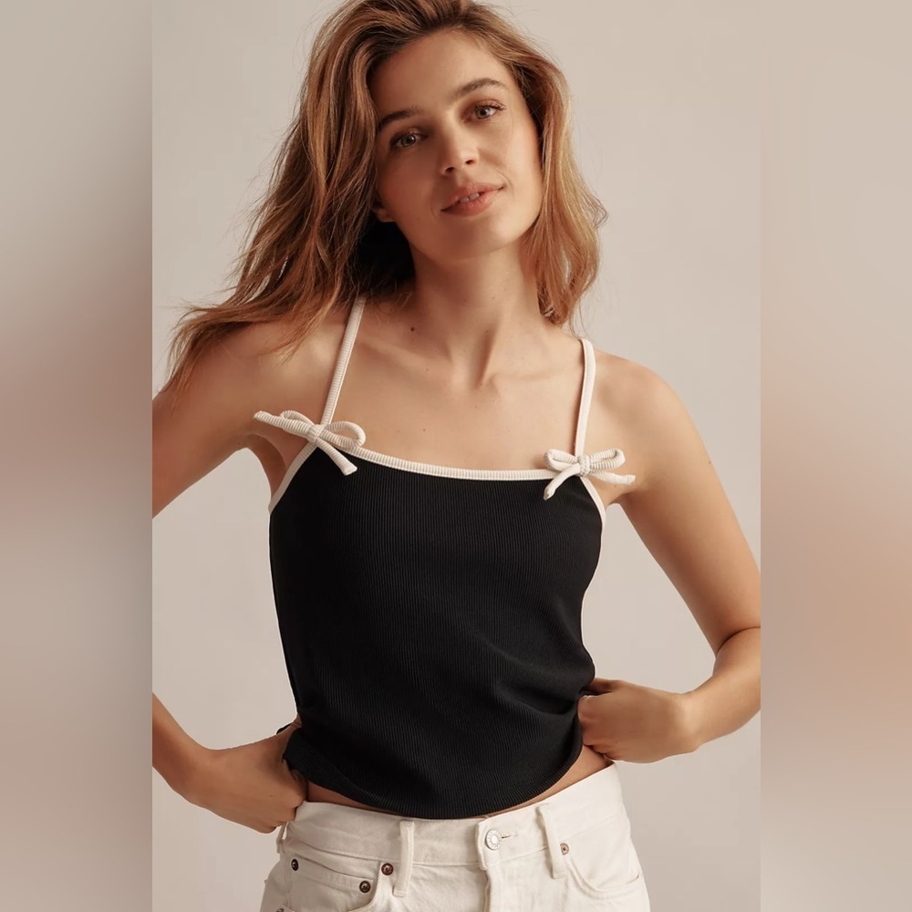 NWT Size M - Blue Tassel Ribbed Bow Cami